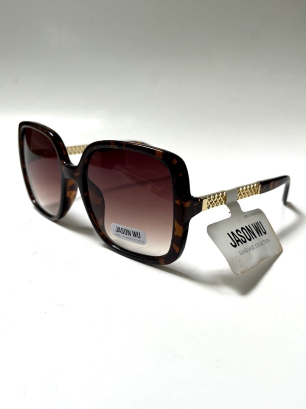 NWT JASON WU Oversized Square Sunglasses Tortoise Shell Gold Lattice Classic
